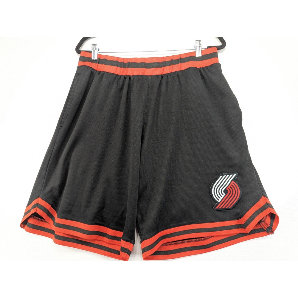 UNK Portland Trail Blazers NBA Basketball Shorts Black Red Mens‎ XL Mesh Striped